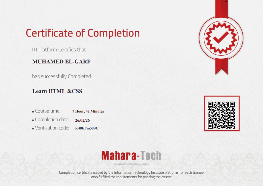 Learn HTML and CSS Certificate